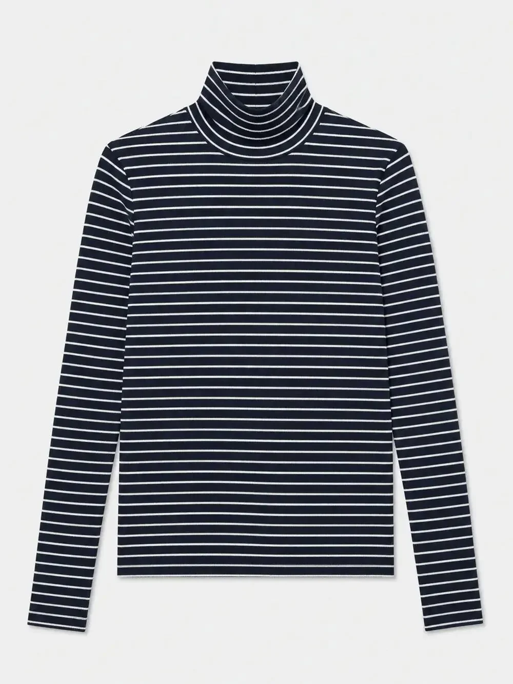 Striped Ribbed Mock Neck
